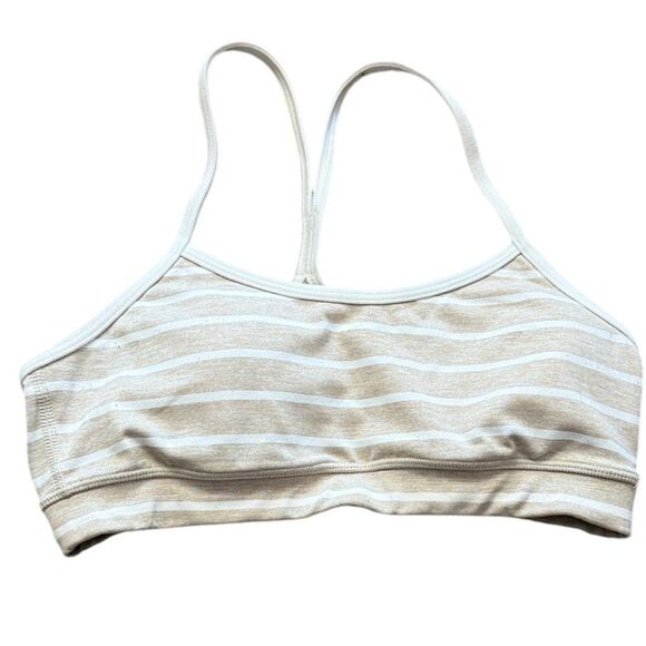 Lululemon Beige &!White Striped Sports Bra - Picture 1 of 5